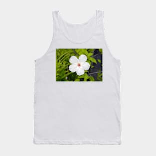 White Hibiscus Tank Top